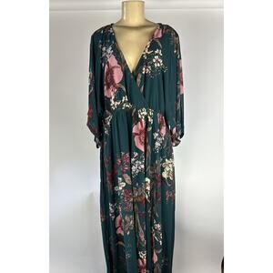 NWT Balticborn Kla Kimono Maxi Dress | Dark Green Floral Women’s Size XXXL